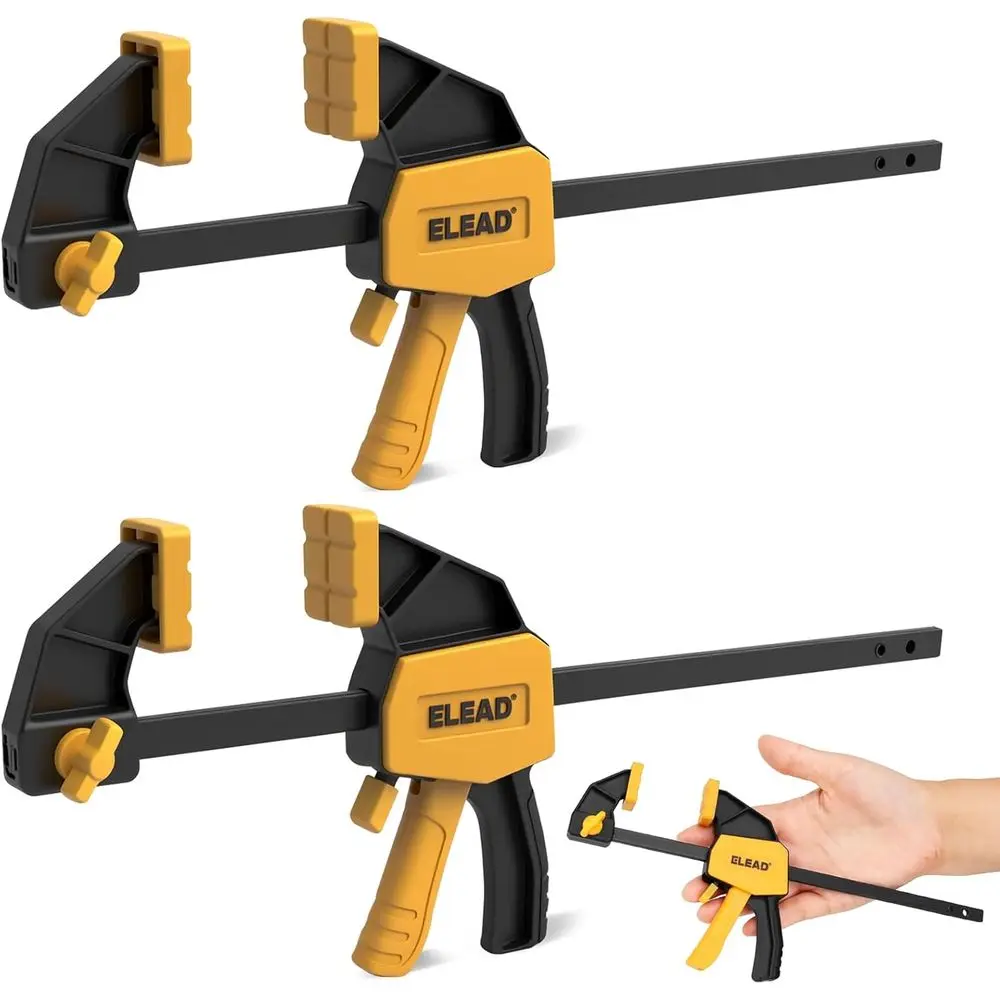 6 Lightweight Woodworking Clamps, 2-Pack, 75lbs Capacity, Quick Release for Easy Use