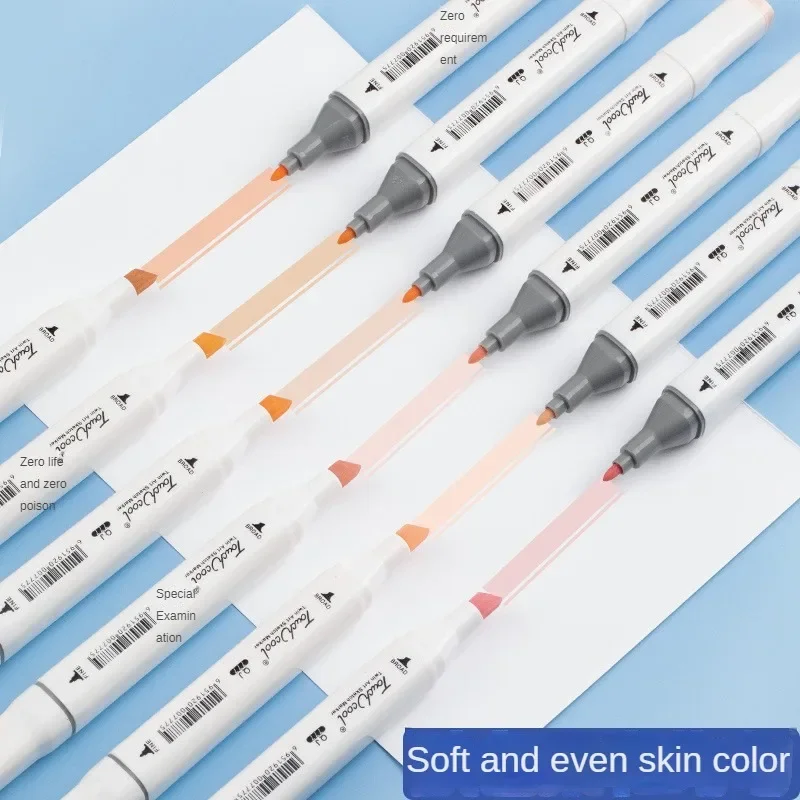 Imagem -02 - Skin Tone Dual Headed Marker Grupo Pintura Desenho Highlighter Material de Arte Escolar para Artista Papelaria Coreano Cores 12 Cores 24 Cores 30 Cores