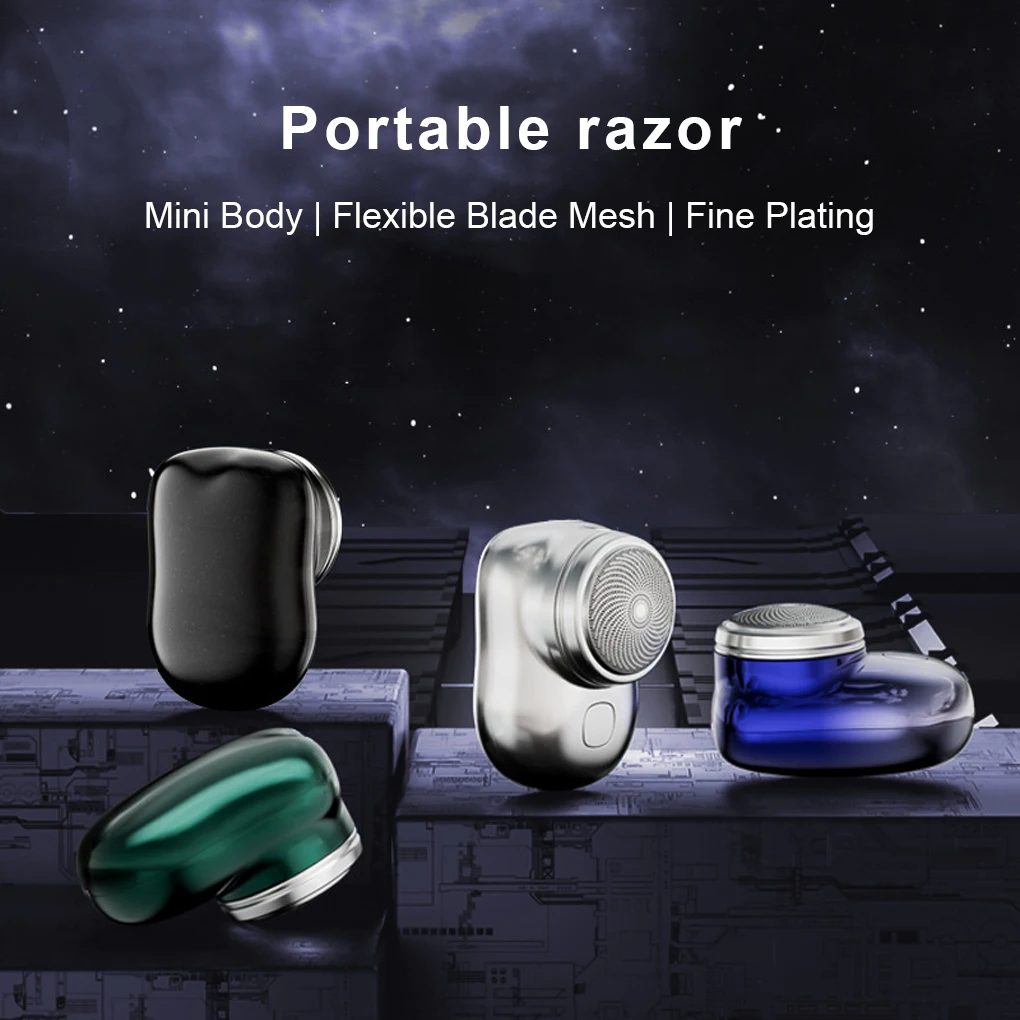 Electric Shaver Portable Ergonomic Electroplated Low Noise Rechargeable Battery Powered Travelling Beard Trimmer Gift