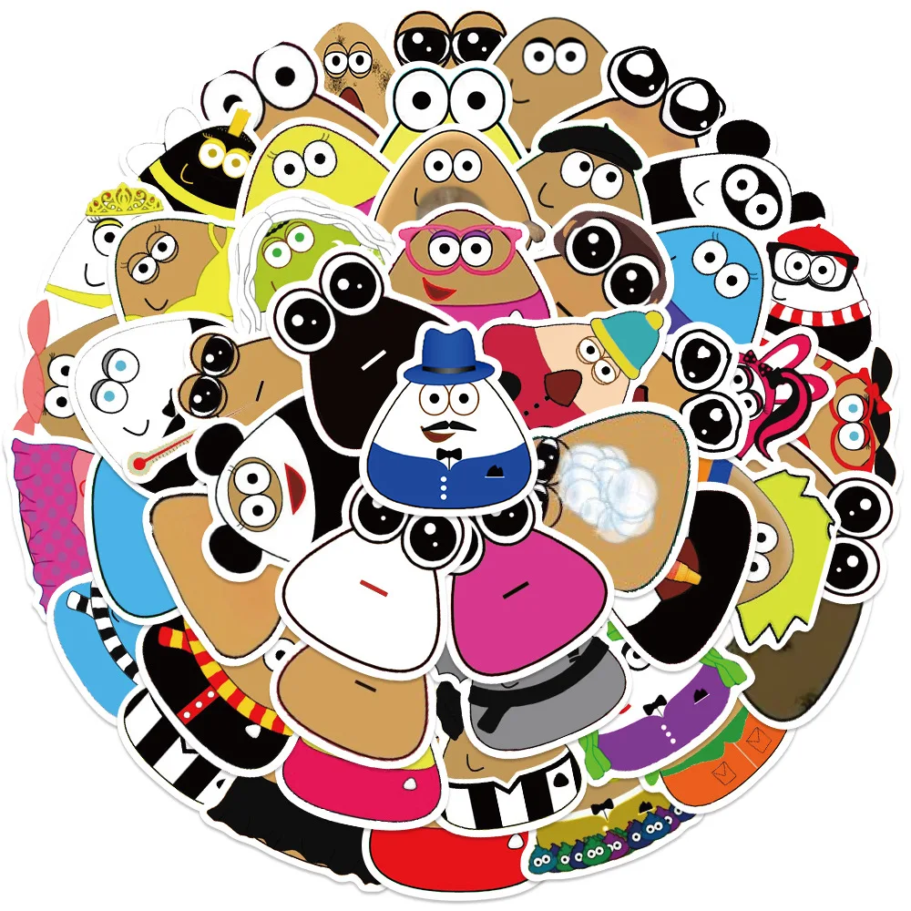 50 Uds. De pegatinas bonitas My Pet Alien Pou, pegatinas Super Pou DIY, álbum de recortes, teléfono, equipaje, monopatín, calcomanías impermeables