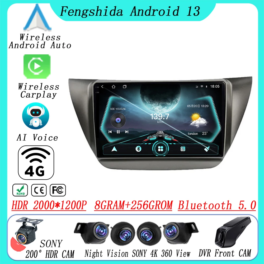 

Android Auto For Mitsubishi Lancer 9 CS 2000 - 2010 Car Radio GPS Navigation Multimedia System Stereo Auto 5G Wifi No 2 din DVD