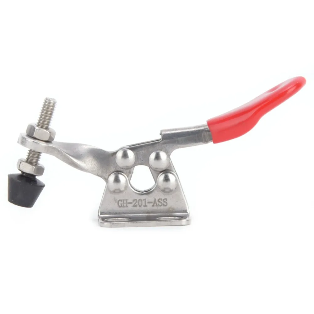 2 PCS GH-201-ASS Toggle Clamp 27KG Holding Capacity ​Horizontal Hold Down Toggle Clamp Heavy Duty Anti slip Rubber Pressure Tip