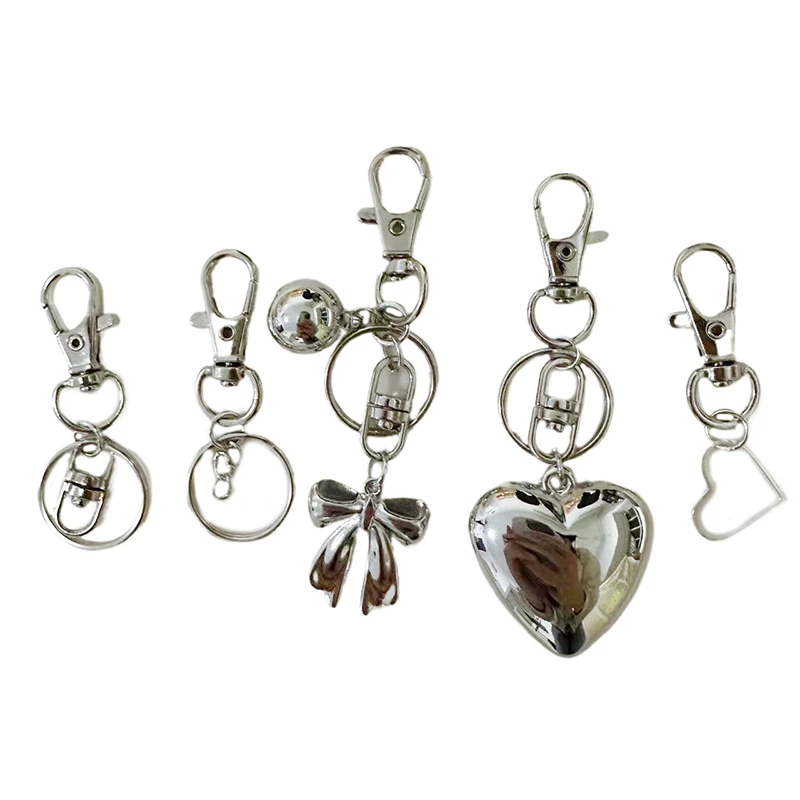 1 Stuks Y 2K Liefde Hart Boog Sleutelhanger Koreaanse Zilveren Kleur Metalen Sleutelhanger Meisjes Tas Hanger Auto Sleutelhanger Accessoires