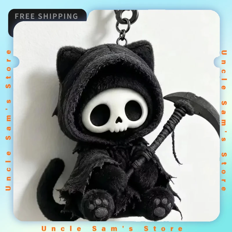 The explosion of death is coming, plush doll niche high-value creative horror black cat plush bag pendant, gift