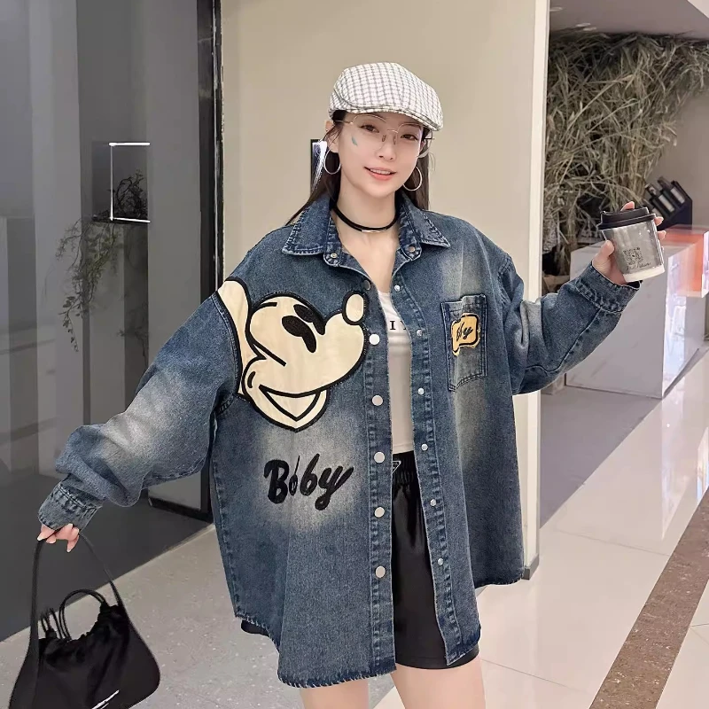 빈티지 워싱 데님 셔츠 여성용 럭셔리 하이엔드 루즈 슬라우치 홍콩 스타일 미드 길이 트렌치 코트 가디건 아우터웨어