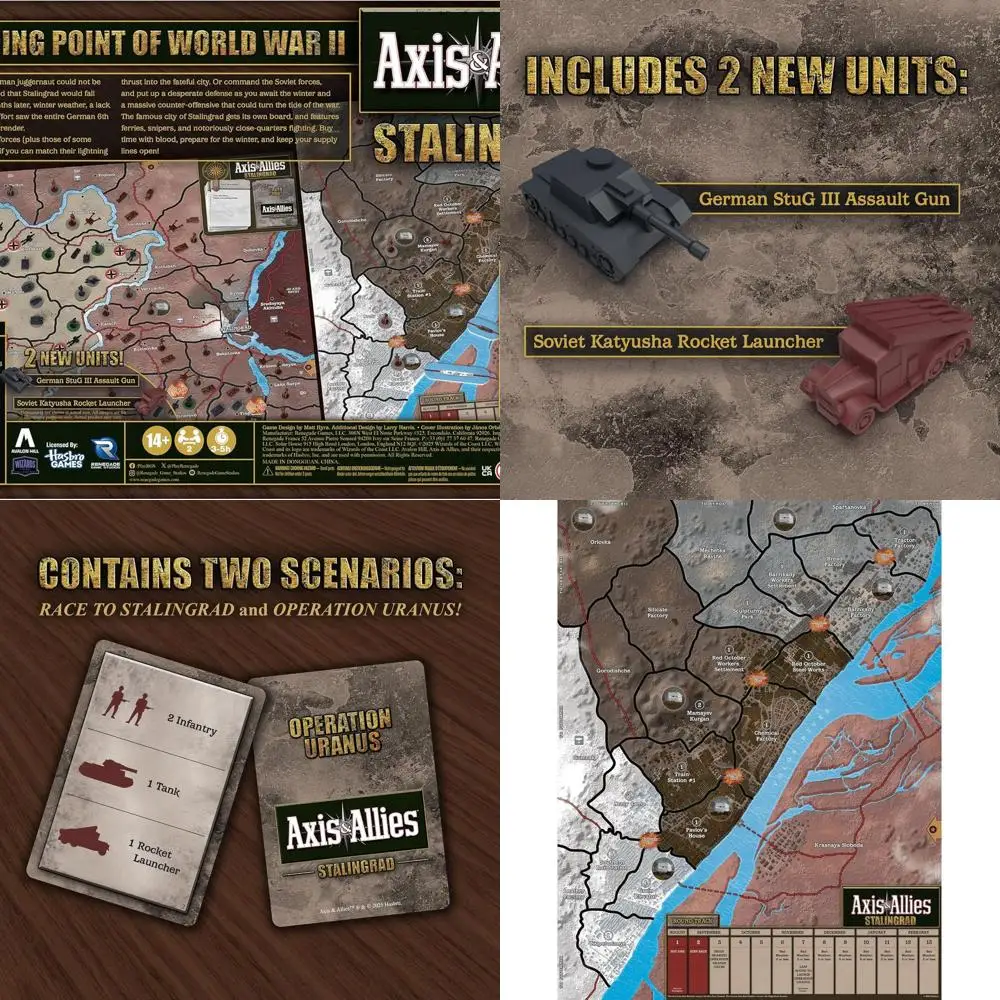 

Strategic WWII Board Game: Axis & Allies - Stalingrad, Command German or Soviet, Ages 14+, 2 Players, 4 Hours Play