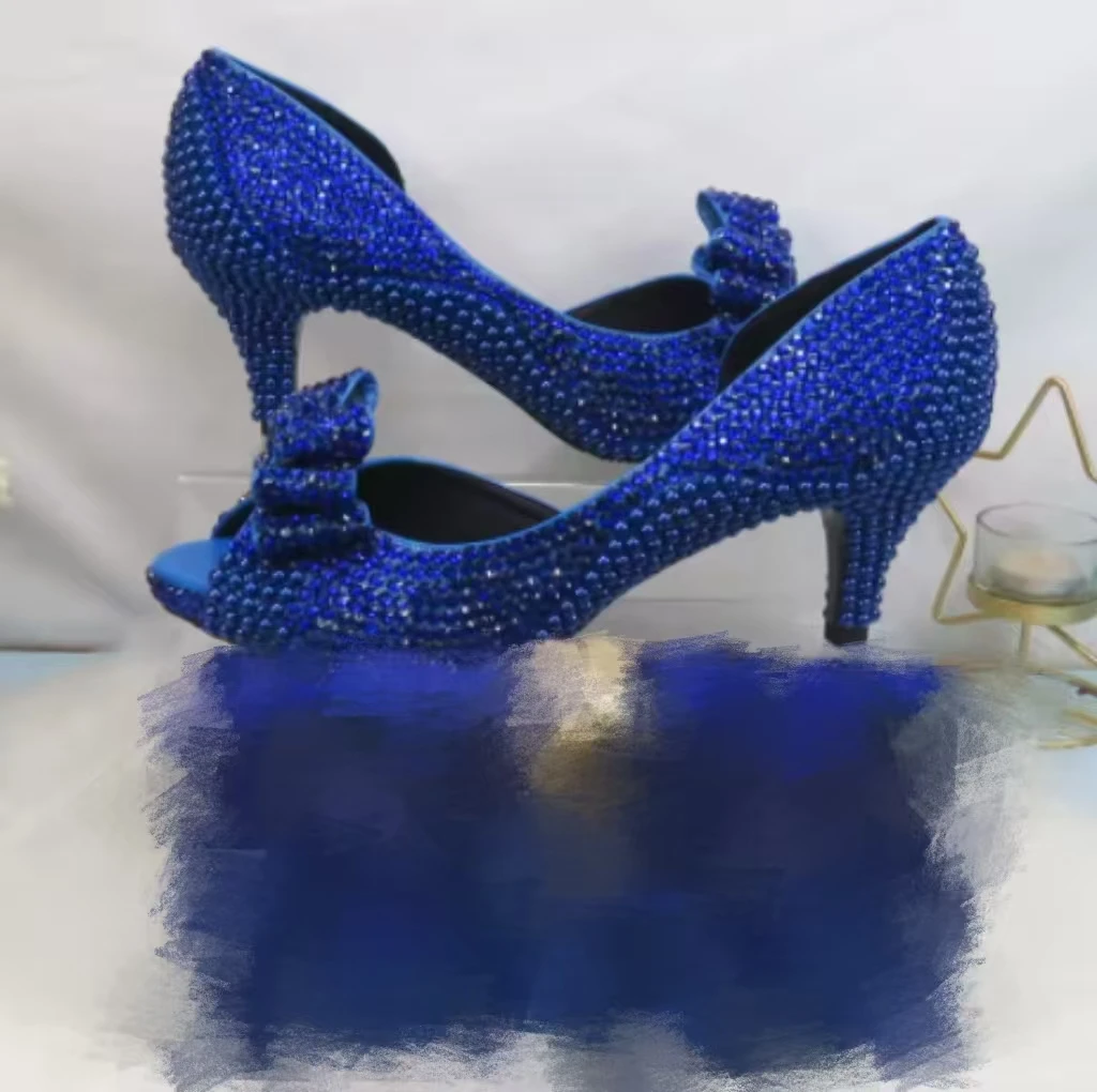 أحذية زفاف نسائية جديدة من الكريستال الأسود لعام 2024 من BaoYaFang، أحذية مفتوحة الأصابع بكعب عالٍ مفتوح الأصابع