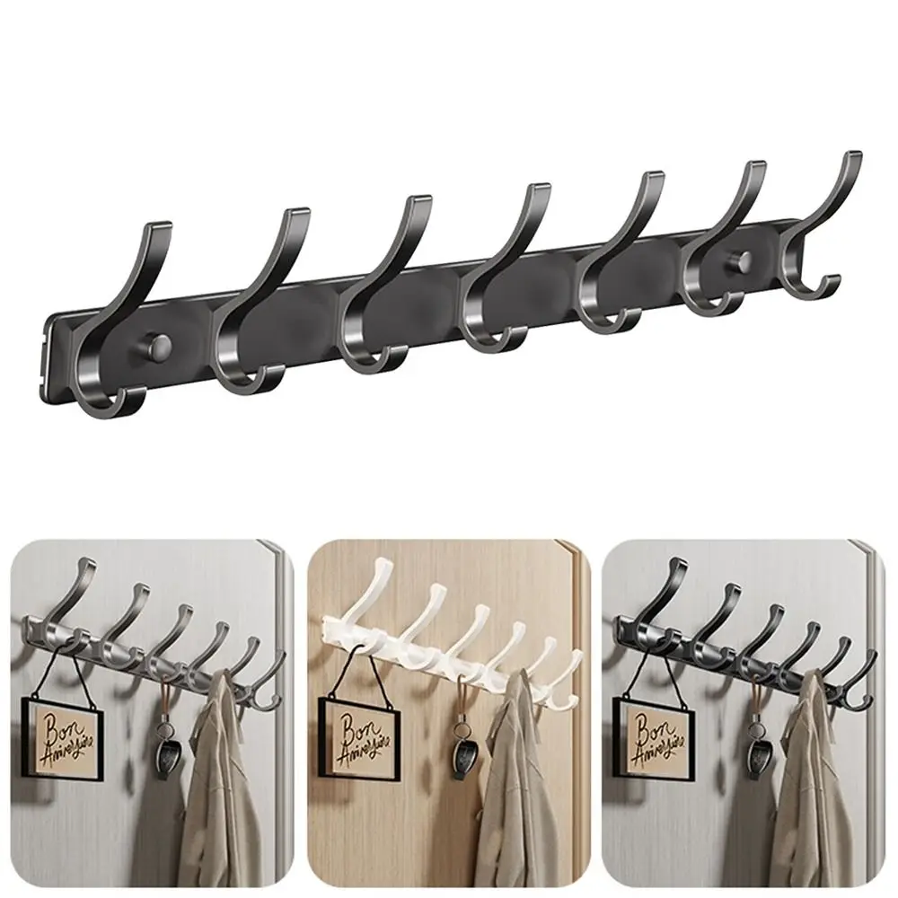 

Durable Wall-mounted Robe Hooks Over-the-door Perforation-free Clothes Holder Space Aluminum Multifunctional Hanger