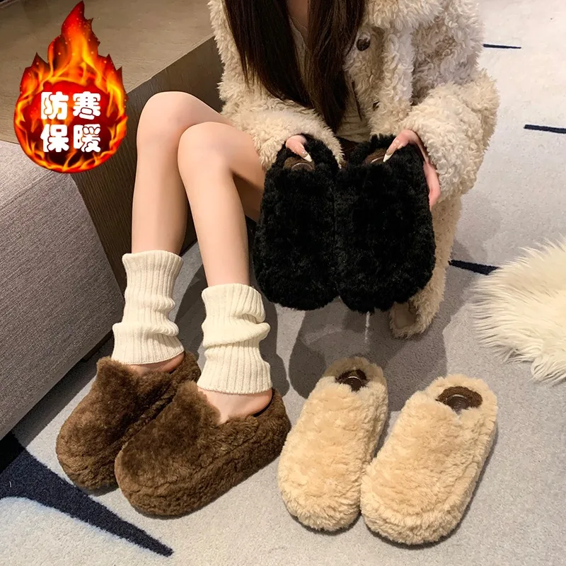 شباشب للنساء، عزل مخملي للخريف والشتاء، جزء سفلي ناعم للمنزل الداخلي، إحساس راقي، ممسحة قطنية باوتو #3