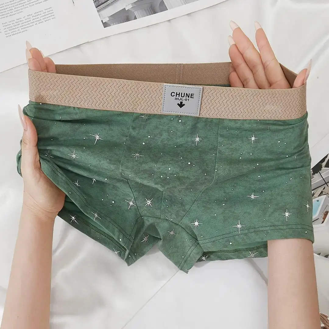 

Мужские дышащие комфортные трусы-шорты из чистого хлопка с принтом «Звездное небо», большие размеры, модные, для дома