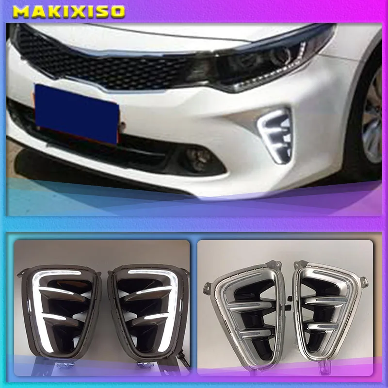 

2 Pcs For Kia Optima K5 2016 2017 LED DRL Daytime Running Lights Daylight Fog light cover Car styling White