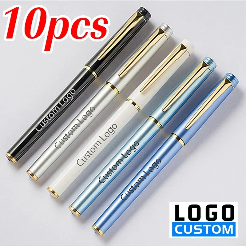 10pcs Advertising Gel Pen Custom Logo Gift Pen Multi -color Imitation Metal Business Signature Pen School Stationery Wholesale