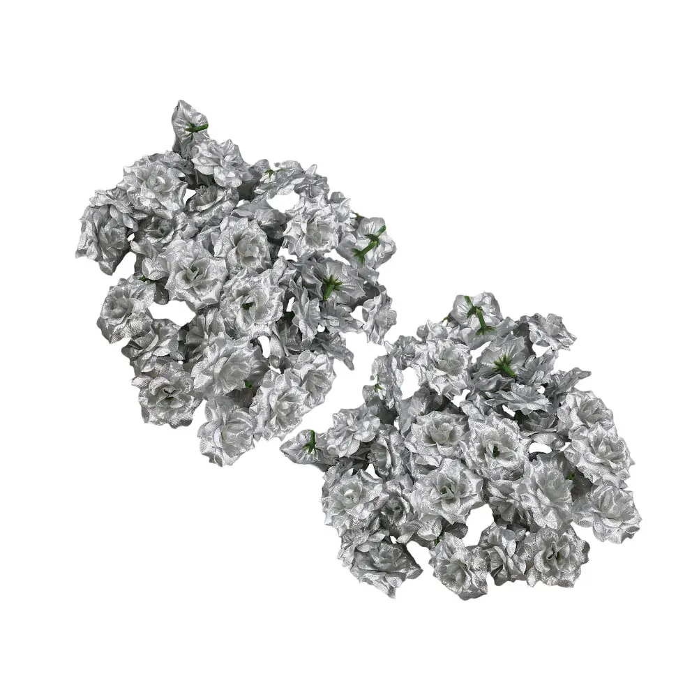 

100 Pcs Wedding Decor Simulation Rose Head Mini Fake Artificial Heads Roses Silver Man