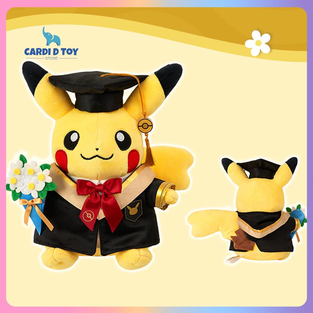 

New Genuine Pikachu Plush Toy Cute Doll Graduation Gift Toy Bag Decoration Pikachu Graduation Celebration Series Stuffed Toy