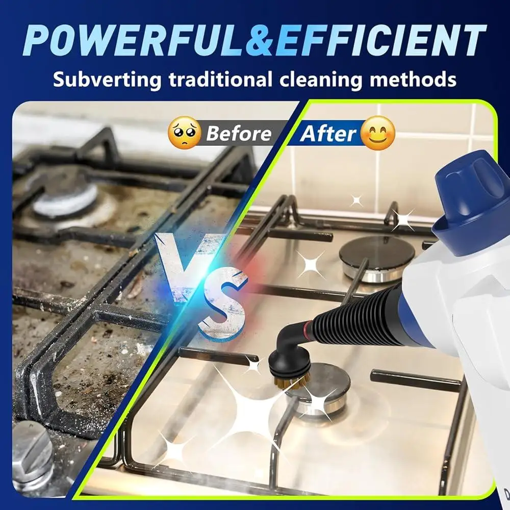 منظف بخار محمول قوي مضغوط متعدد الأسطح خالي من المواد الكيميائية خفيف الوزن محمول 12 ملحق قفل أمان للاستخدام المنزلي