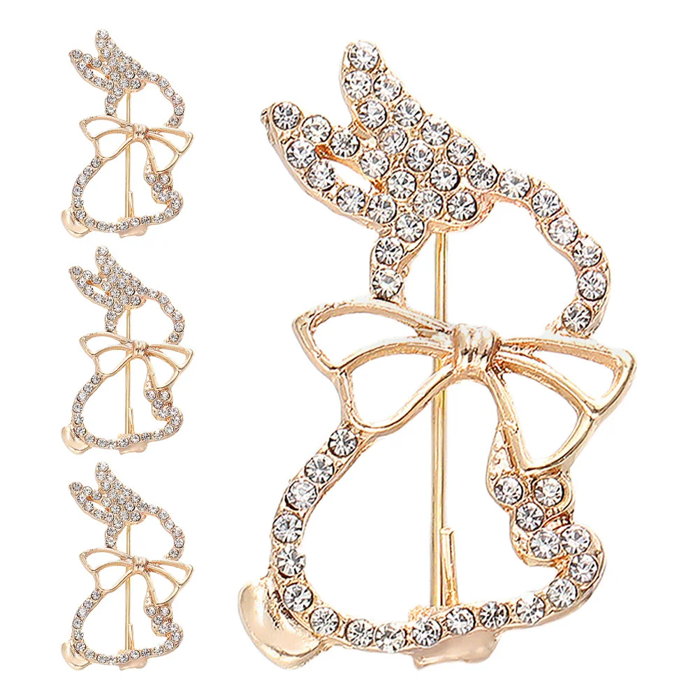 4 Pcs Rabbit Brooch Accessories for Women Bunny Costume Pins Bags Funny Enamel Backpack Plush Keychain