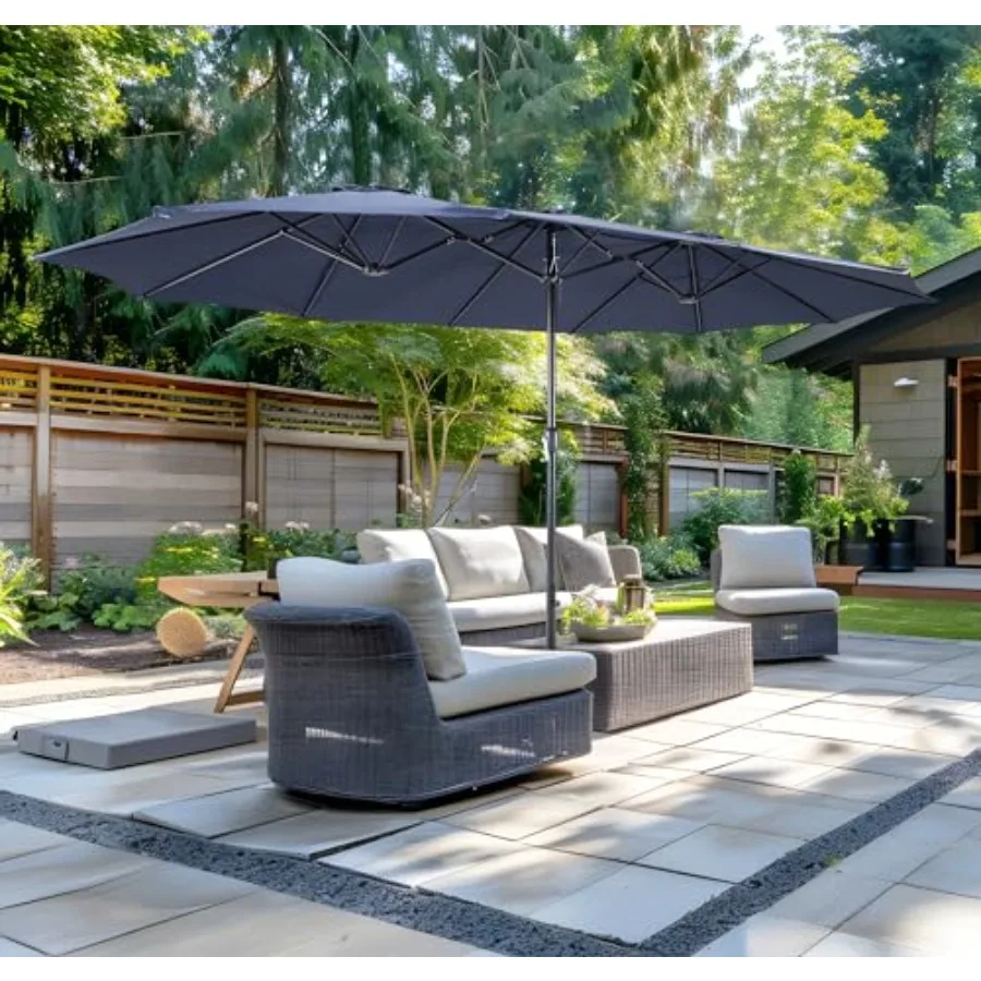 15Feet Large Outdoor Patio Umbrella with Base Included