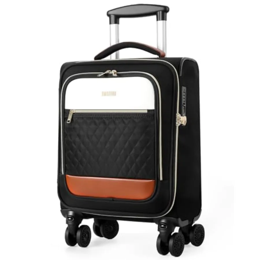 

Underseat Carry On Luggage Airline Approved 16-inch Softside Spinner Suitcase with 360° Wheels, Lightweight Overnight Weekender