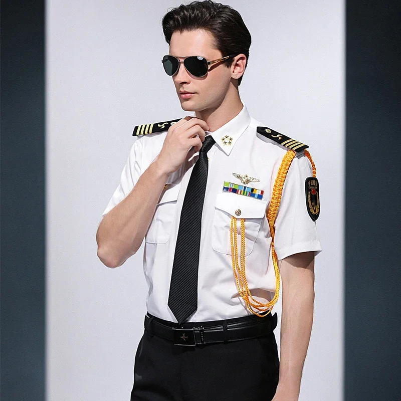 2019 Chinesische Crew Kreuzfahrtschiff Kapitän Hemd Seemann Kleidung Hemd + Hose + Accessoires TV-Film Performance Uniform Herrenkleidung