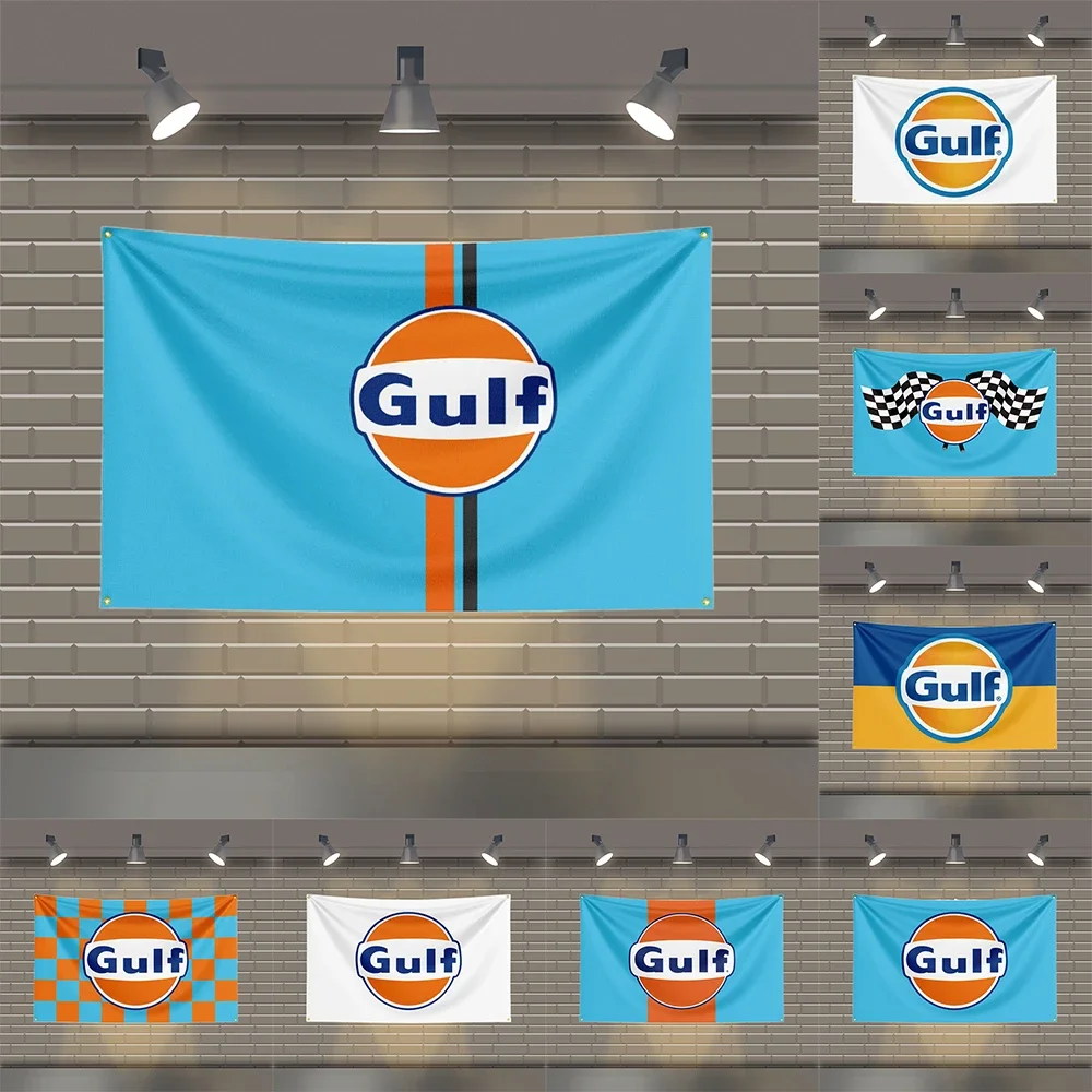 3x5 FT Gulf Flag Polyester Printed Oil Banner Flags for Room Garage Decor