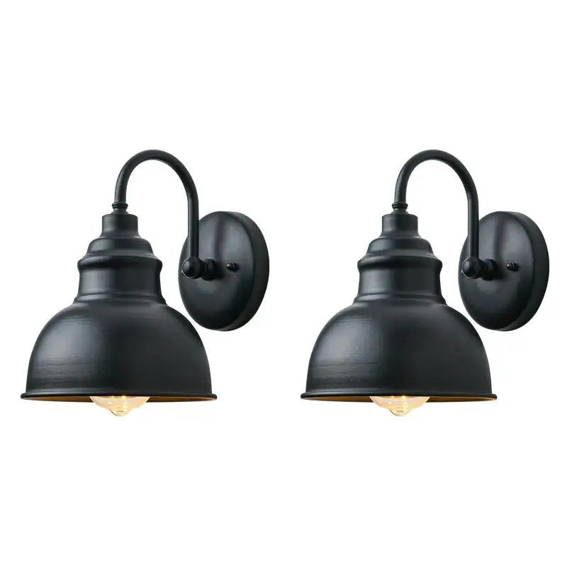 2PackX(Vintage Wall Sconce Gooseneck Barn Flat Light Industrial Vintage Farmhouse Wall Sconce Outdoor Waterproof (Black))