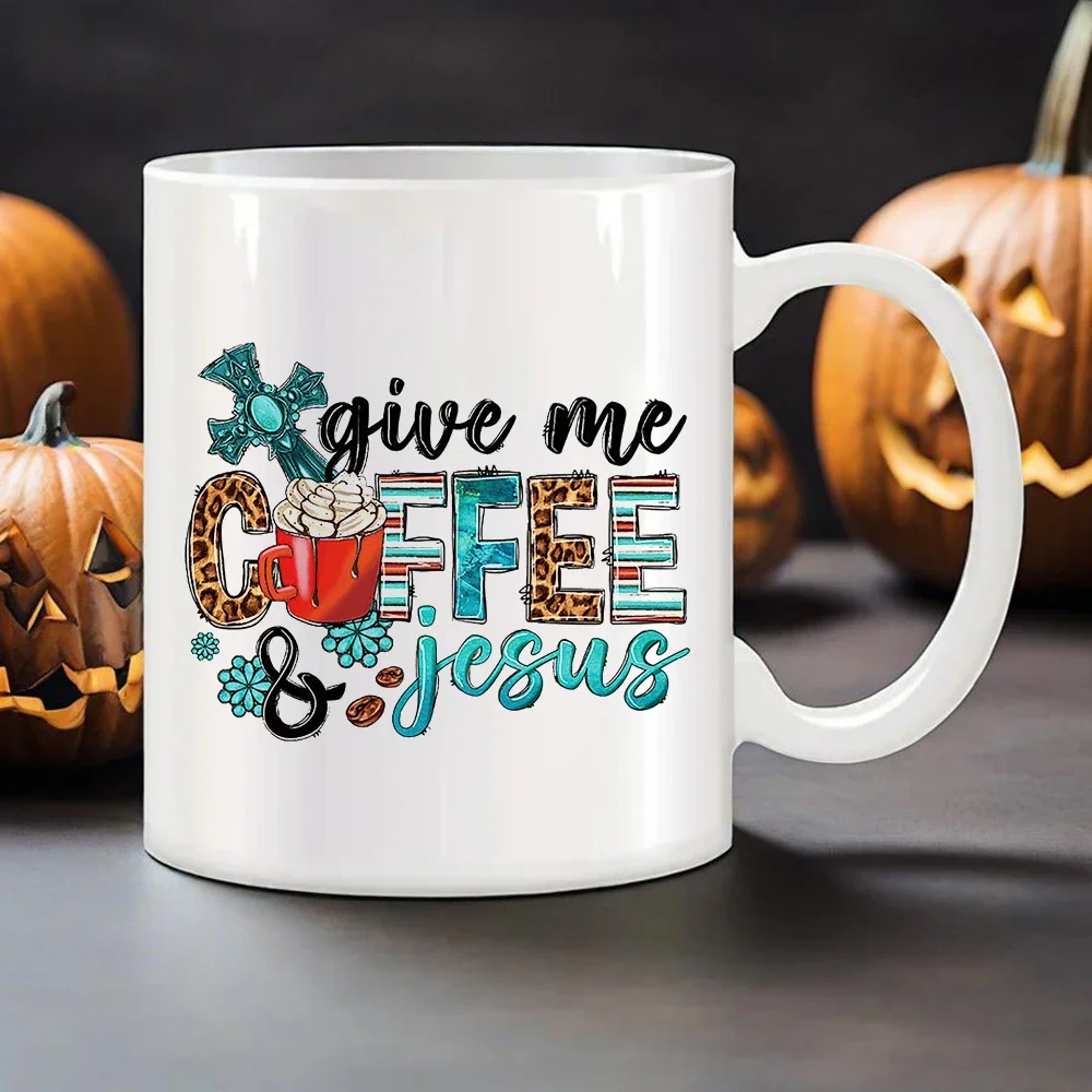 

Vibrant Alphabet Printed Mug Coffee Drinkware About JESUS Just Pray Mugs Coffee Cups Milk Cup for Souvenir Gift Christmas Tea