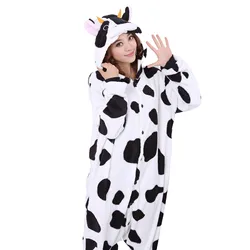 One Piece Pajama Homewear Owl/Cow/Dinosaur Shape Flannel Sleepwear for Adult Cosplay Costume