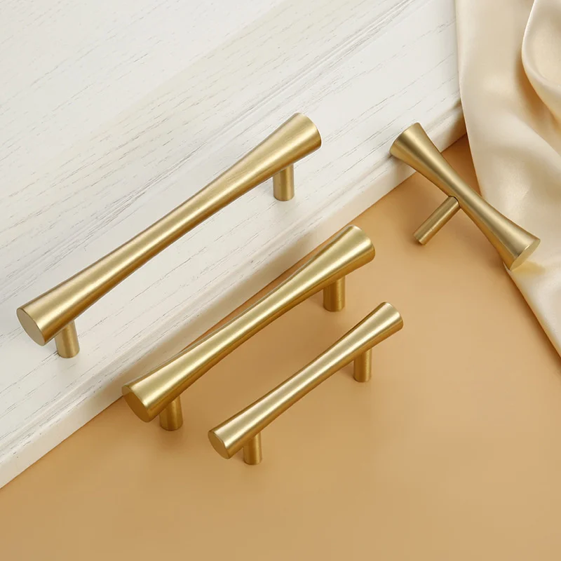 

Gold pure copper cabinet drawer handle TV bedside cabinet brass wardrobe handle