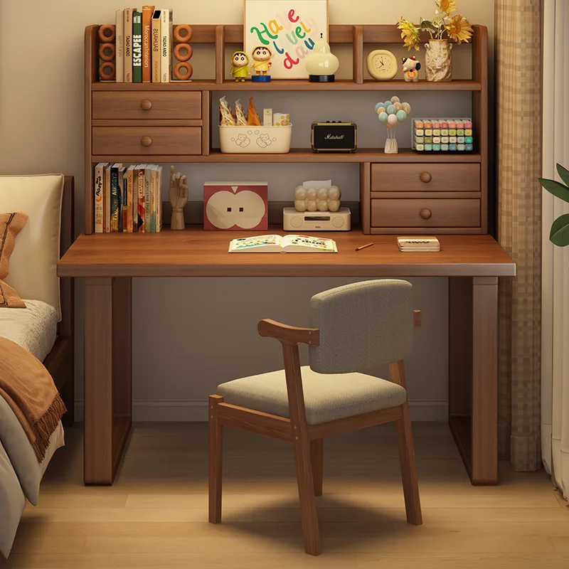 Desk bookshelf integrated table student home study writing table small apartment desk bedroom adult computer table