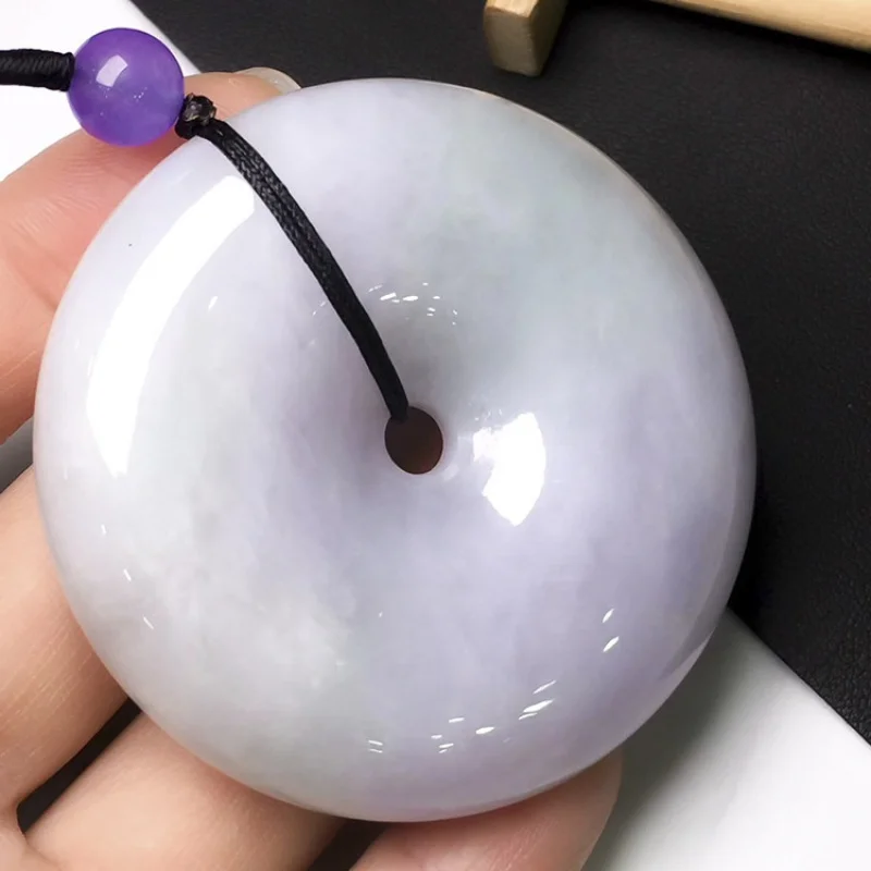 Natural a-Level Big Flat Buckle Light Purple Jade Pendant