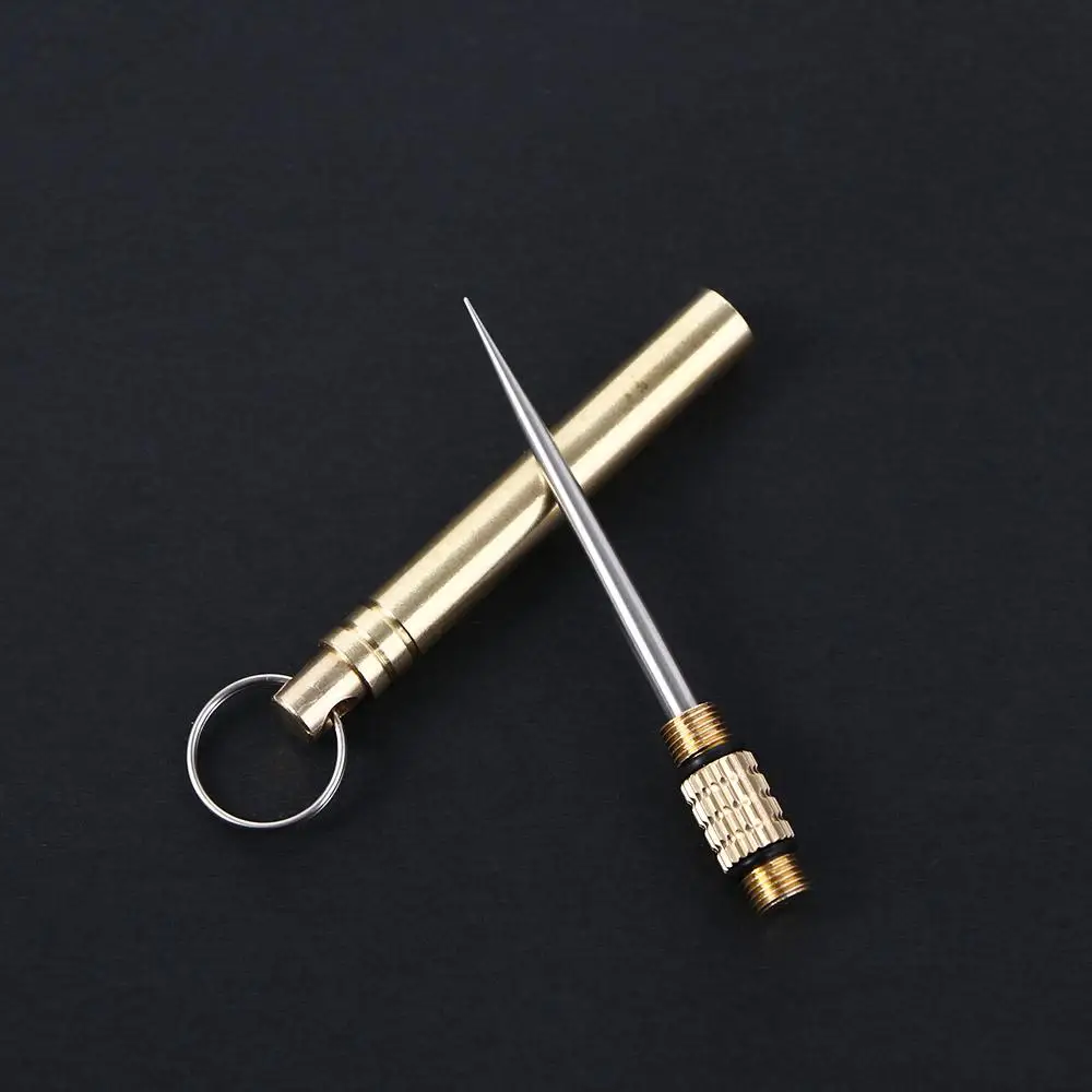 With Key Ring Fruit Pick Brass Travel Toothpick Metal Camping Tool Brass Toothpick Fruit Fork Toothpick Toothpick Tube