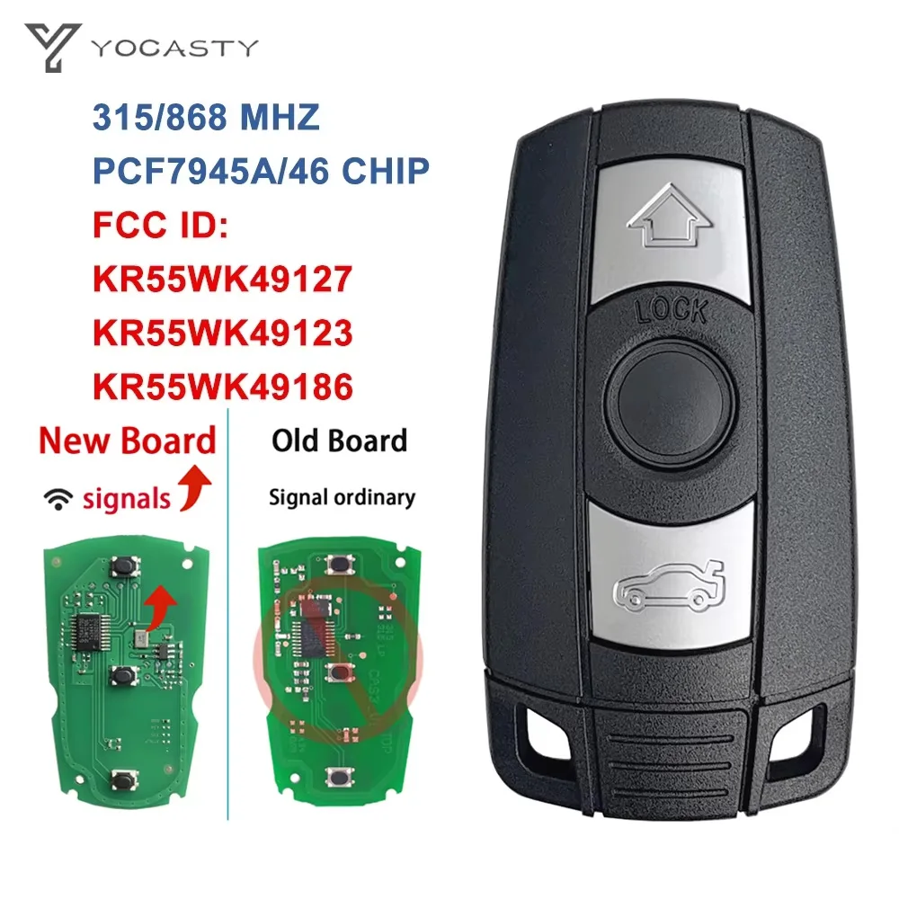 

YOCASTY CAS3 KR55WK49127 PCF7945 Chip 315 868MHz Smart Remote Key For BMW 1 / 3 / 5 / 7 Series X1 X6 Z4 2006 - 2012