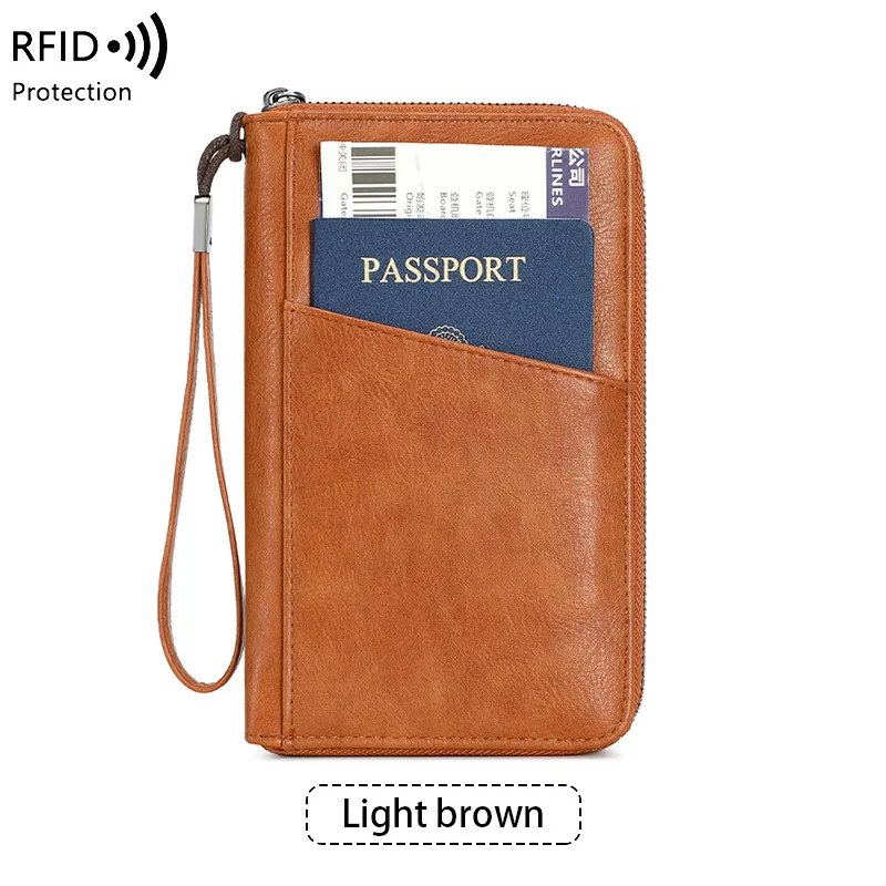 

Многофункциональный RFID-защитный кошелек для паспорта, защитный чехол на молнии, дорожные документы, противоугонный держатель для карт, мужской и женский кошелек