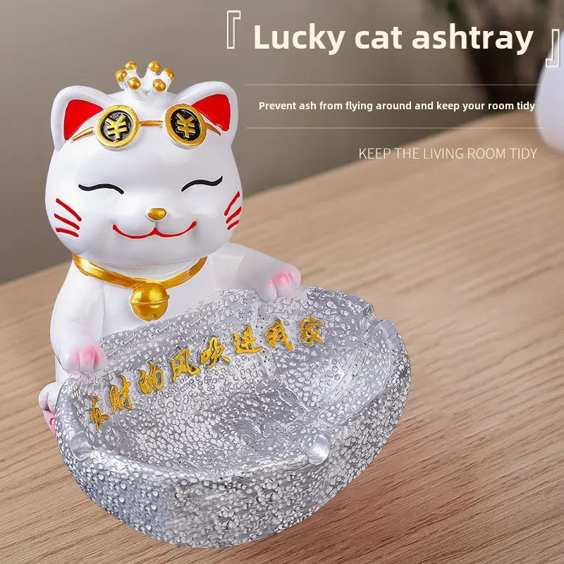 Creative lucky cat ashtray personalized trend office home cute birthday gift for boyfriend and friend living room