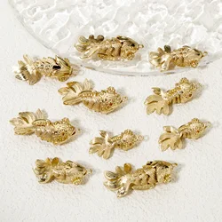 1pc Brass Jewelry Charms Gold Color Ocean Goldfish Movable Orange Cubic Zirconia 3D Pendant DIY Necklace For Women Jewelry Gift