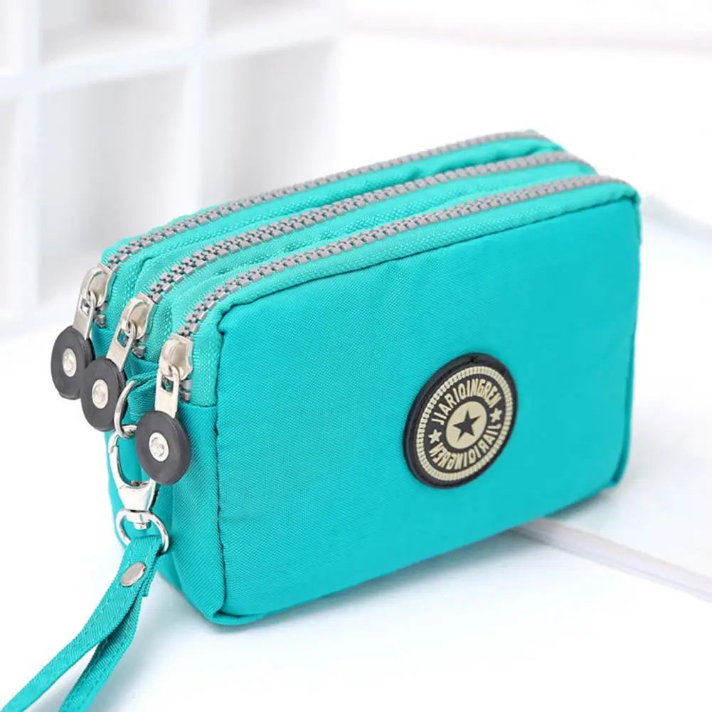 Women Wallet Multi Slots 3 Zippers Portable Ladies Purse Long Wallet Coin Purse Card Holder Money Phone Bag Lanyard Bags Clutch