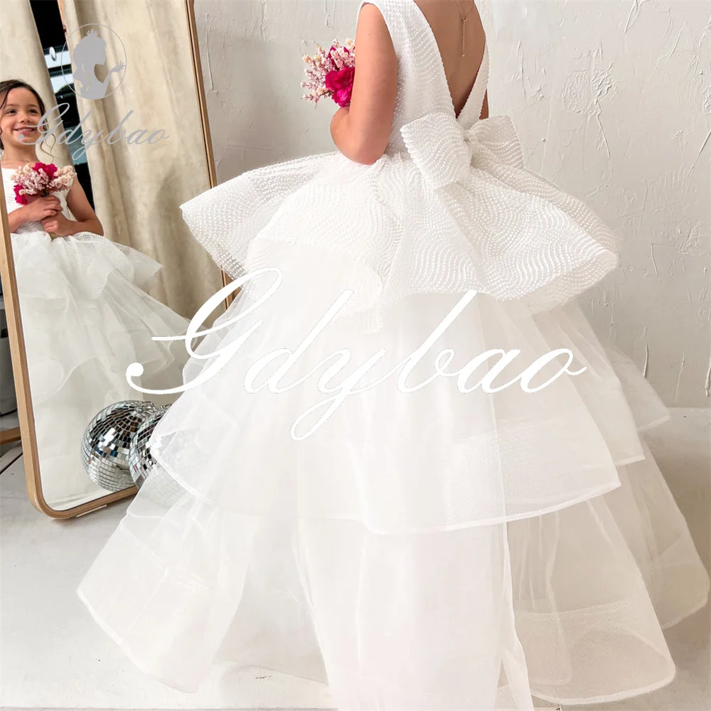 

Wedding Bow Long Ball Formal Princess First Communion Dress A Line Floor Length Classic Flower Girl Dress Customized New 2025