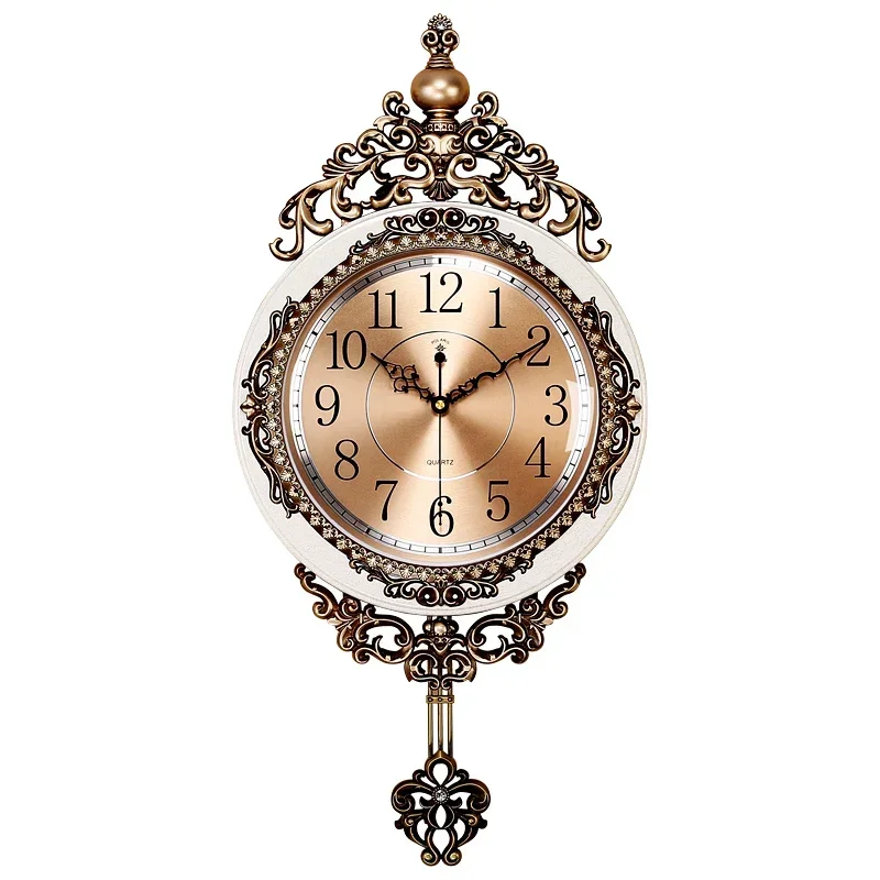 Home Decor Modern Pendulum Wall Clock Vintage Round Wall Clock Quartz Silent Metal Wall Clock Nordic Design Duvar Saati