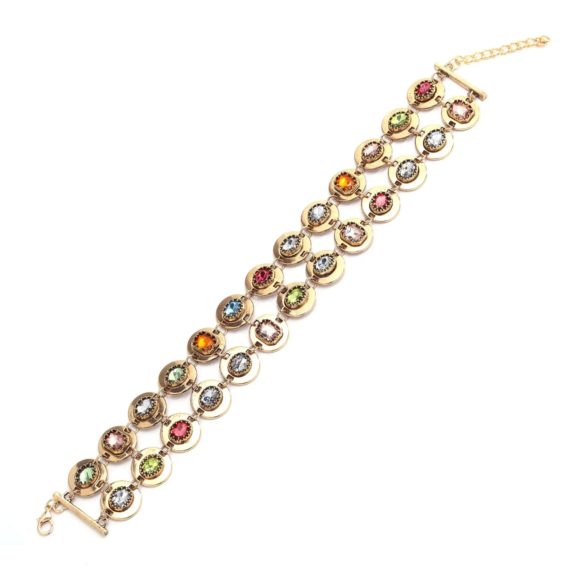 Neues Design Metallketten mit Eingelegten Bunten Kristall-Strass-Steinen Choker-Halskette für Damen Statement-Schmuck Geschenke für Feiertage und Partys – Detail 6