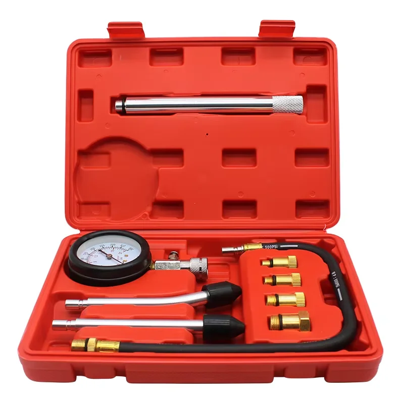 

Engine Compression Tester Car Pressure Gauge Tester Meter Auto Petrol Gas Engine Cylinder with M10 M12 M14 M18 Adapter