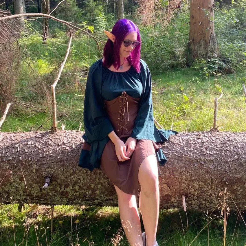 Disfraz Medieval de palacio Vintage renacentista para mujer, disfraz de Halloween, manga larga, vendaje en la cintura, vestido de fiesta