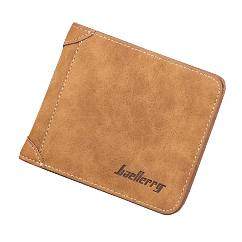 

Baellerry Men's Leather Wallet Cross Vertical SD SIM Card Holder Youth Man Wallet Leather Small Clutch Purses Wallets for Men