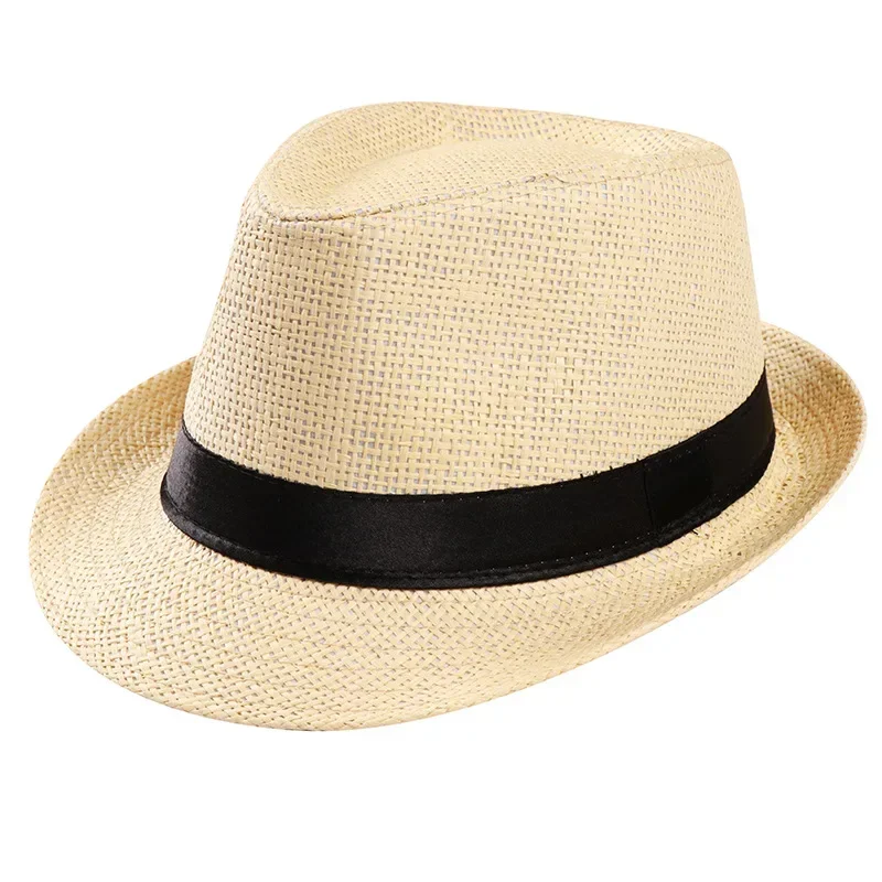 

Men's Sun Hat Simple Linen Breathable Refreshing Hat Travel Sunscreen Sun Ribbon Decoration Foldable Straw Hat