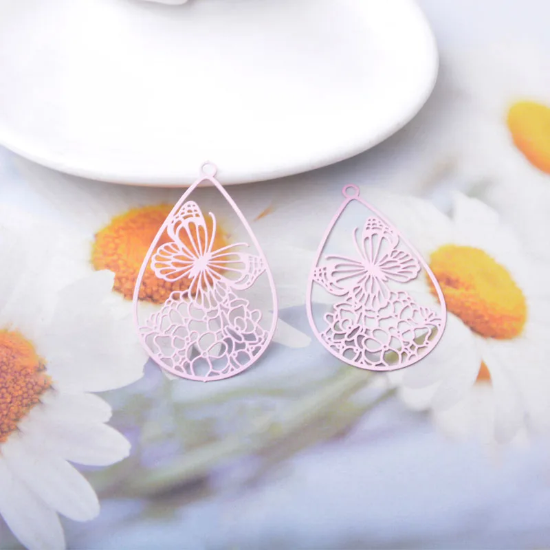 20 Stück AB7870 Messing-Schmuckanhänger, hellgoldene Schmetterlinge, bunte Schmetterlinge, Anhänger für DIY-Ohrringe und Halsketten für Damen – Detail 10