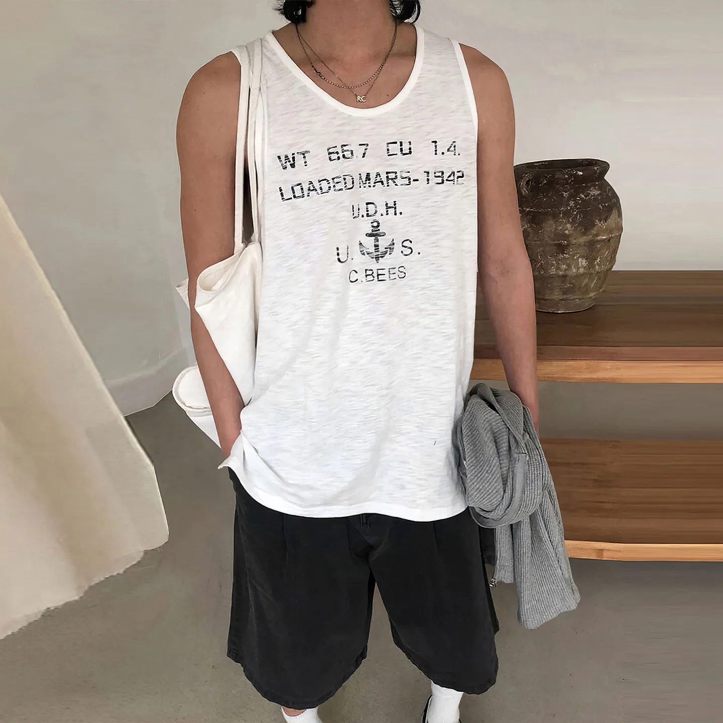 

a Men's Summer Fitn Sports Tank Top Svel T-irt Letter Print Casual Breathable Ultra-thin round Ne Sweat Vest