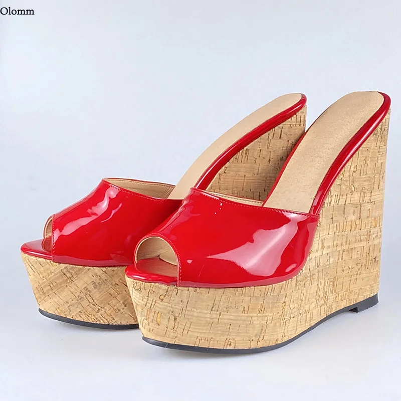 

Olomm 2021 100% handmade Women Summer Slingback Sandals Wedges Heels Peep Toe Gorgeous 5 Colors Beach Shoes Women US Size 5-20