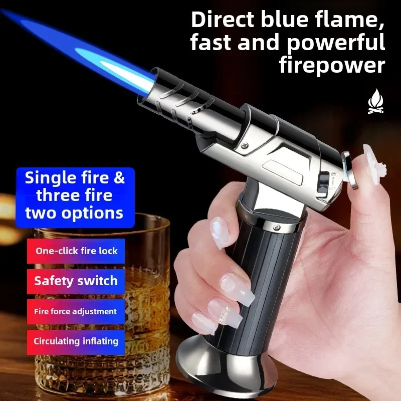 

Windproof large flame lighter suitable for cigar kitchen ignition outdoor barbecue smoking accessories, men's ignition tools