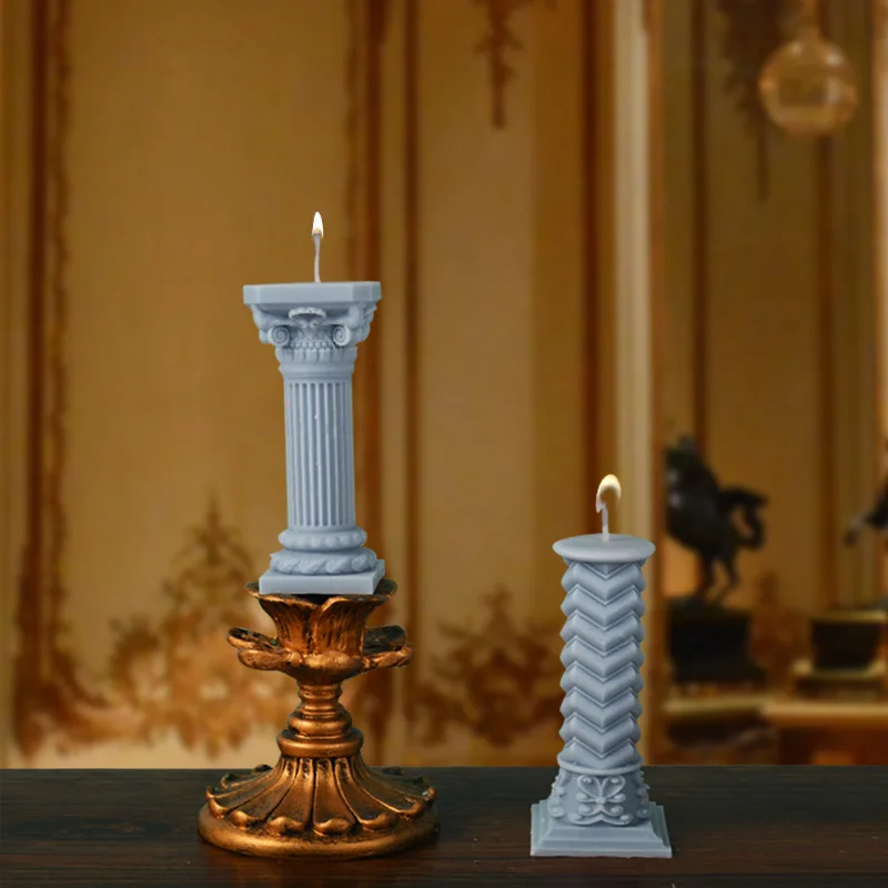 Roman Column Candle Silicone Mold European style Retro Handmade Scented Candle Plaster Mould DIY Christmas Gift Home Decoration