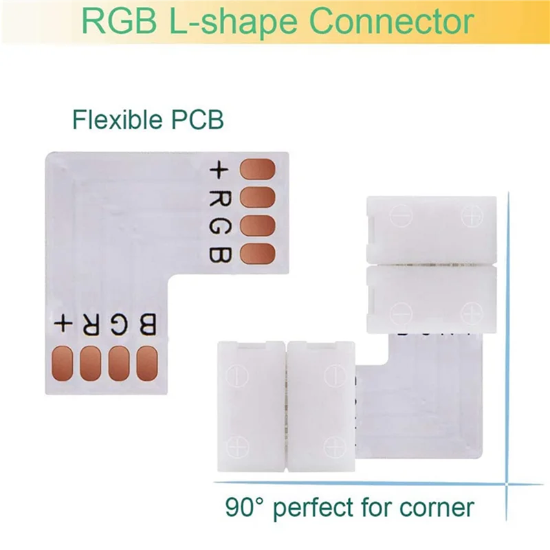 Kit connettore striscia LED AS94-2X per striscia LED RGB 5050 10 mm 4 pin Splitter a 2 vie, accessori fai da te per connessione striscia LED RGB