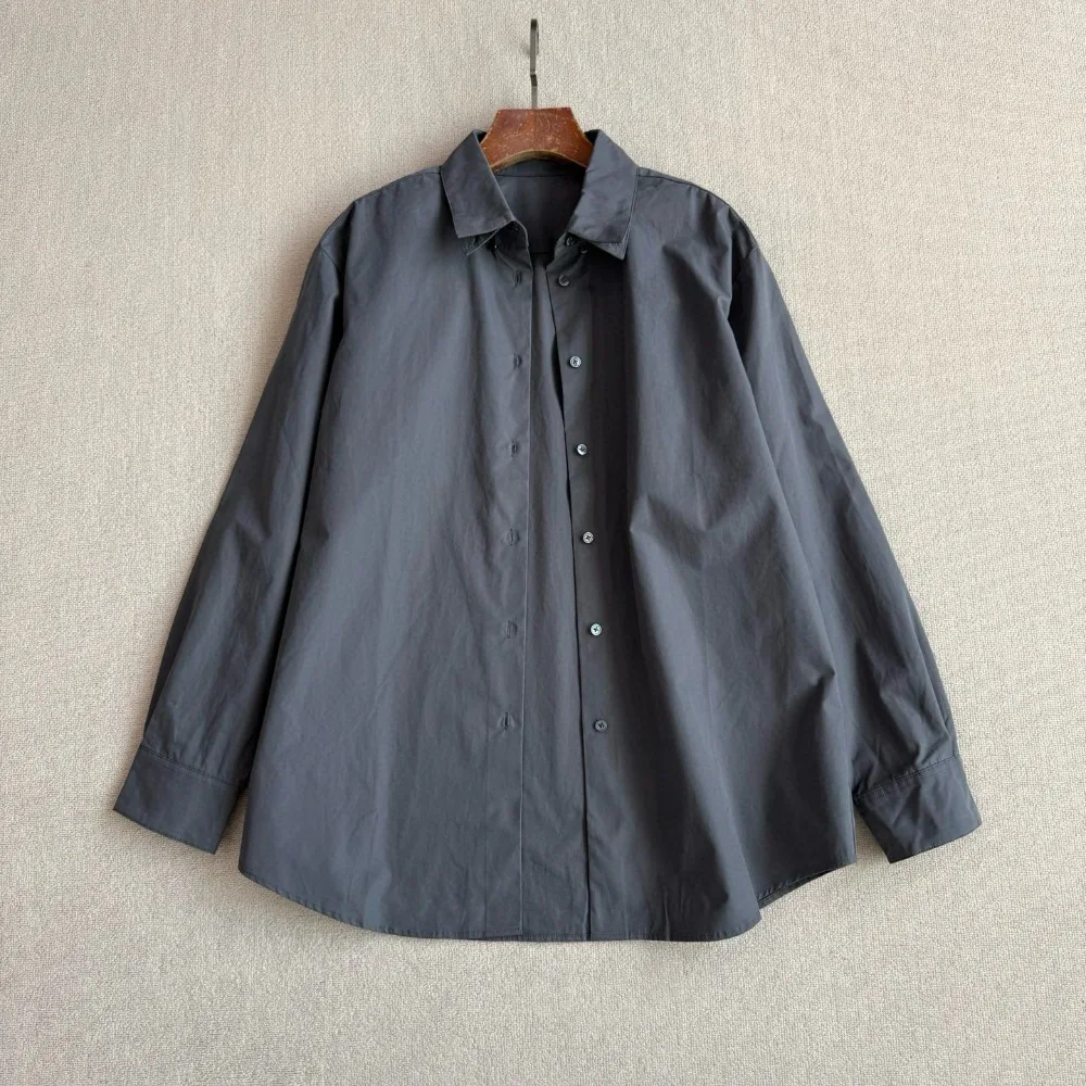 

Осенняя новинка: универсальная однобортная рубашка с отложным воротником, однотонная